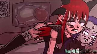 Дьявол-линн [демонический жезл вонзает] энергично в пизду героя Воронов! ... но Дьявол-линн, похоже, не впечатлен! - порно видео